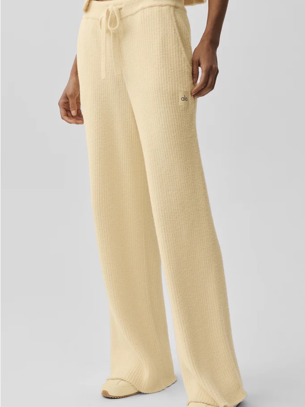 Snuggle Up Sweater High-Waist Wide Leg Pant - candlelight
